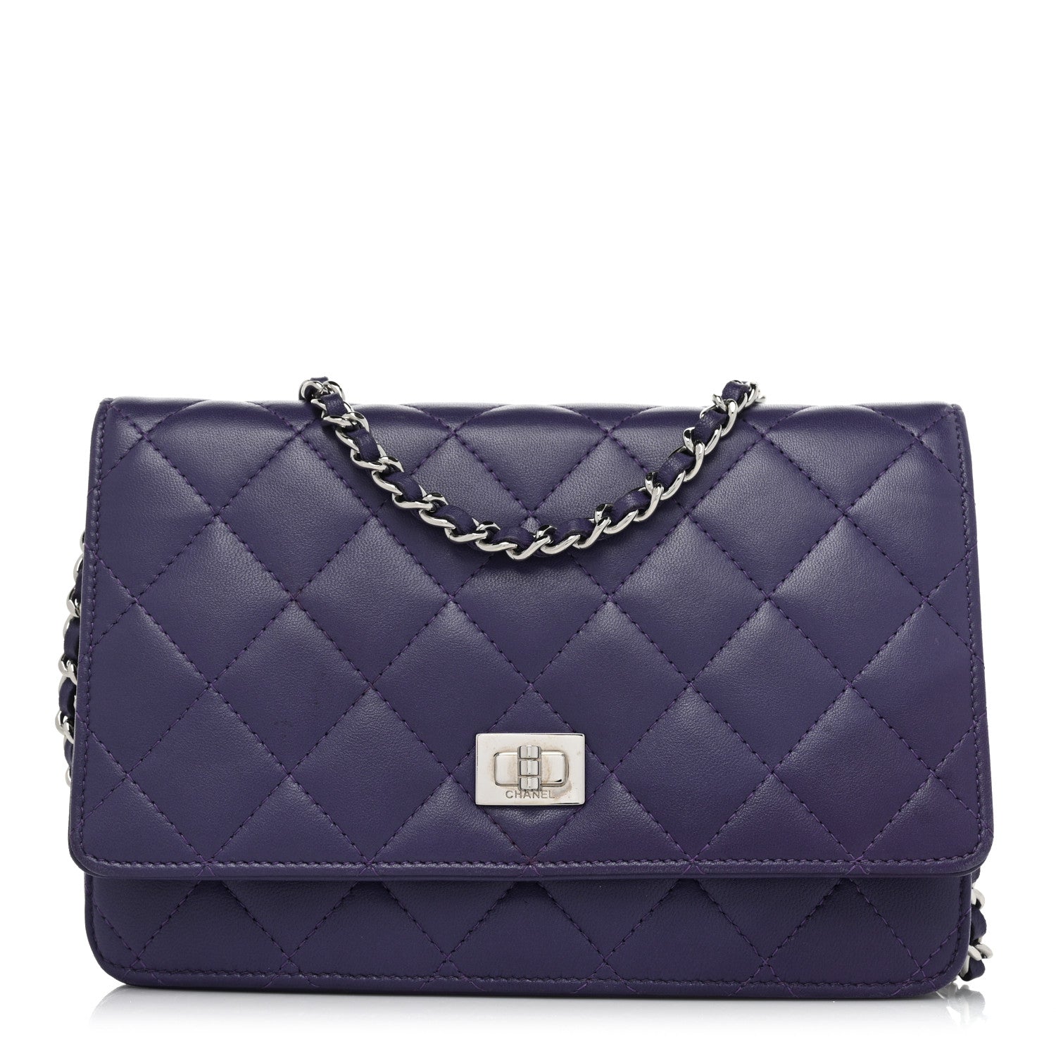 Chanel Lambskin Quilted Reissue Wallet On Chain WOC Purple 1 of 16