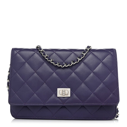 Chanel Lambskin Quilted Reissue Wallet On Chain WOC Purple 1 of 16