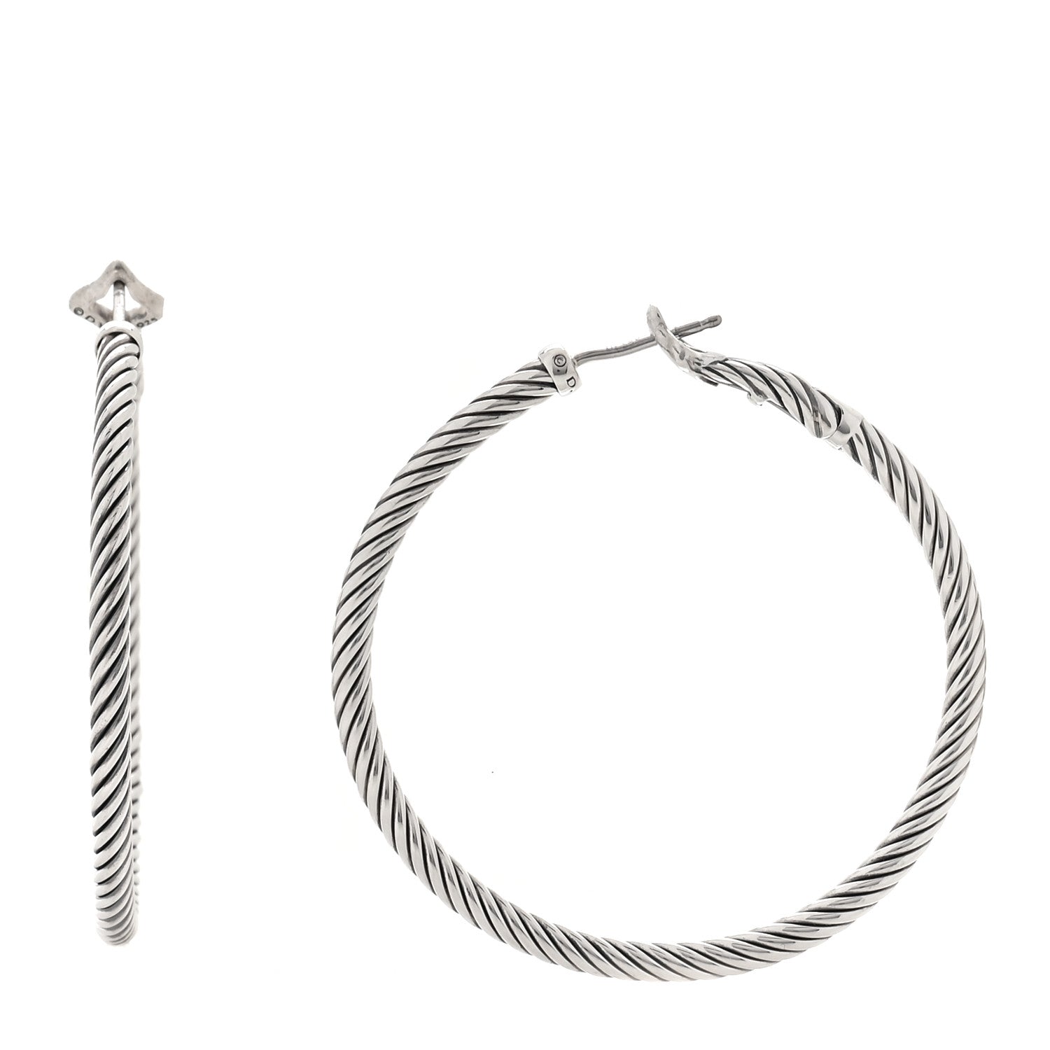 David Yurman Sterling Silver Medium Cable Classics Hoop Earrings 1 of 5