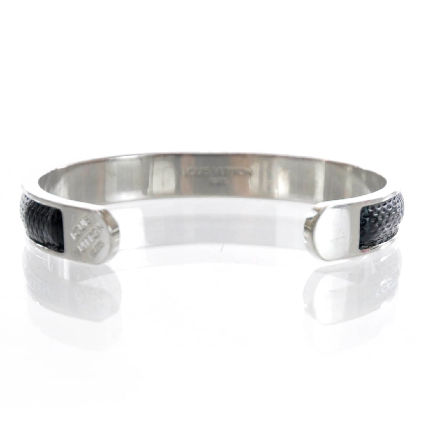 Mens Damier Embossed Leather and Palladium Soho Bracelet Black