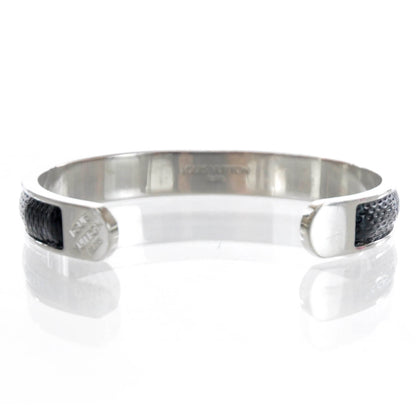 Louis Vuitton Mens Damier Embossed Leather and Palladium Soho Bracelet Black 2 of 6