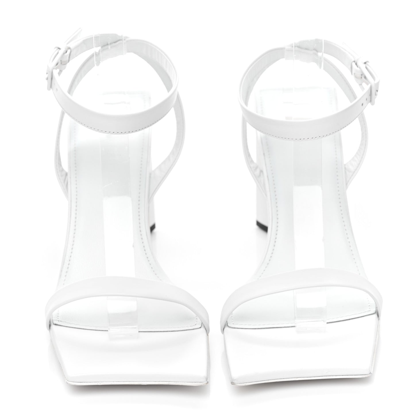 Smooth Calfskin Moon Square Toe 90mm Sandals 38 Optical White