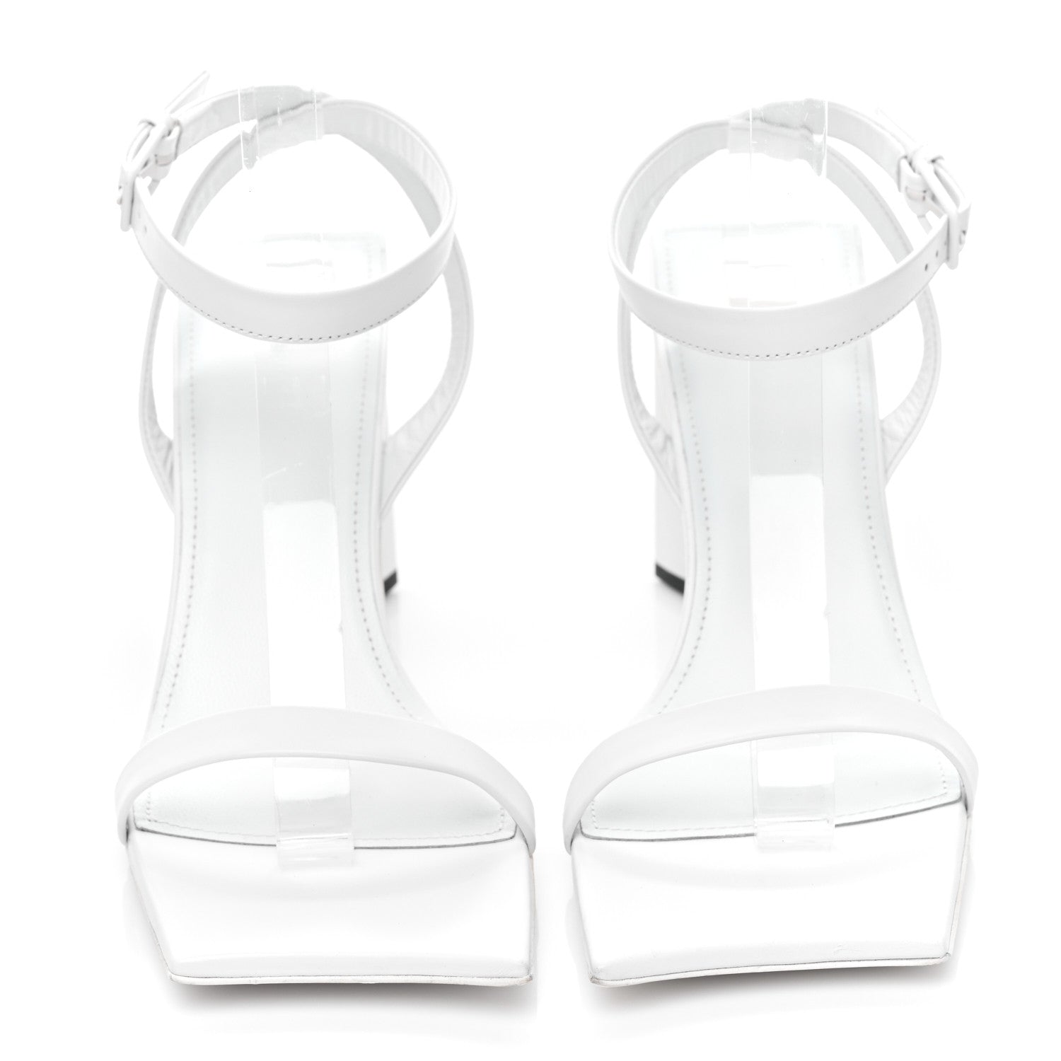 Balenciaga Smooth Calfskin Moon Square Toe 90mm Sandals 38 Optical White 2 of 6