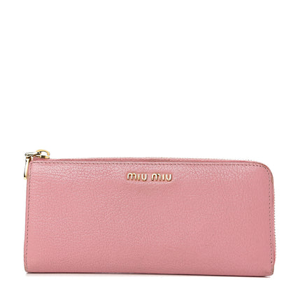 Miu Miu Goatskin Madras Zip Around Wallet Rosa 1 of 10