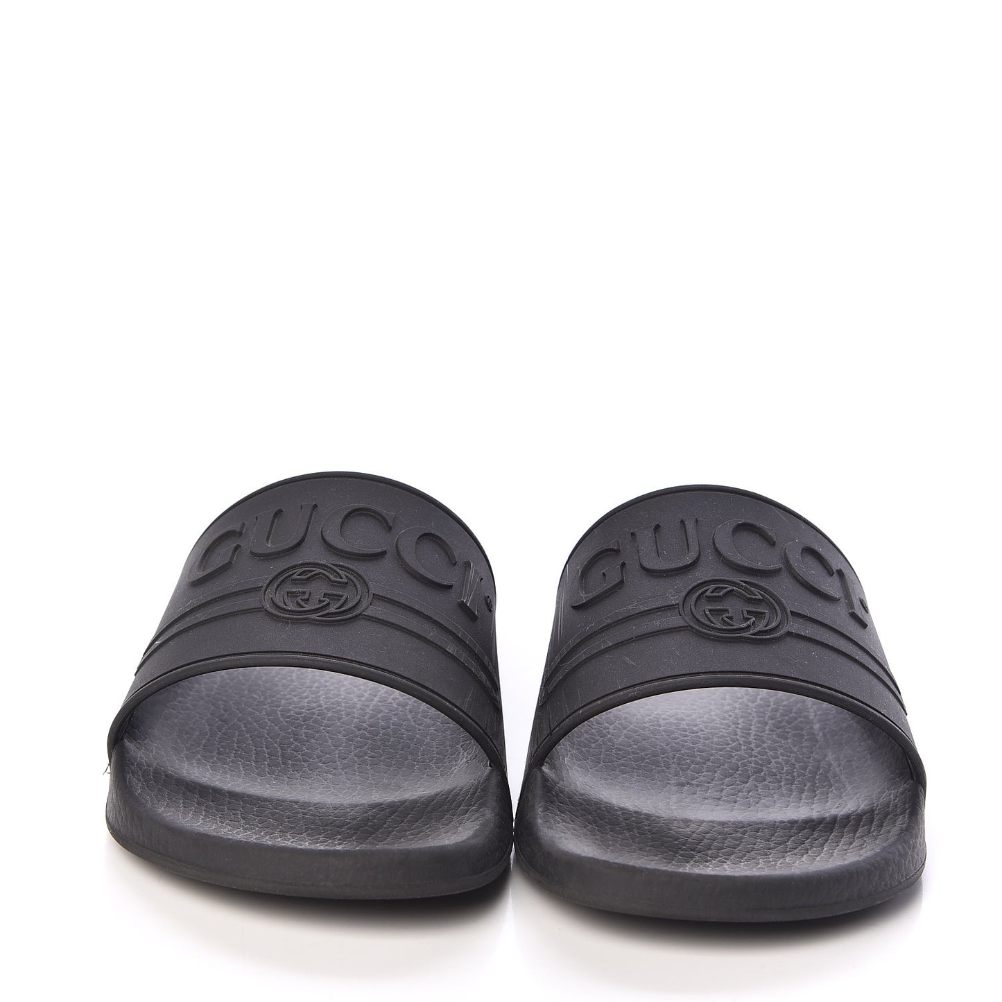 Rubber Logo Stamped Mens Slide Sandals 7 Black