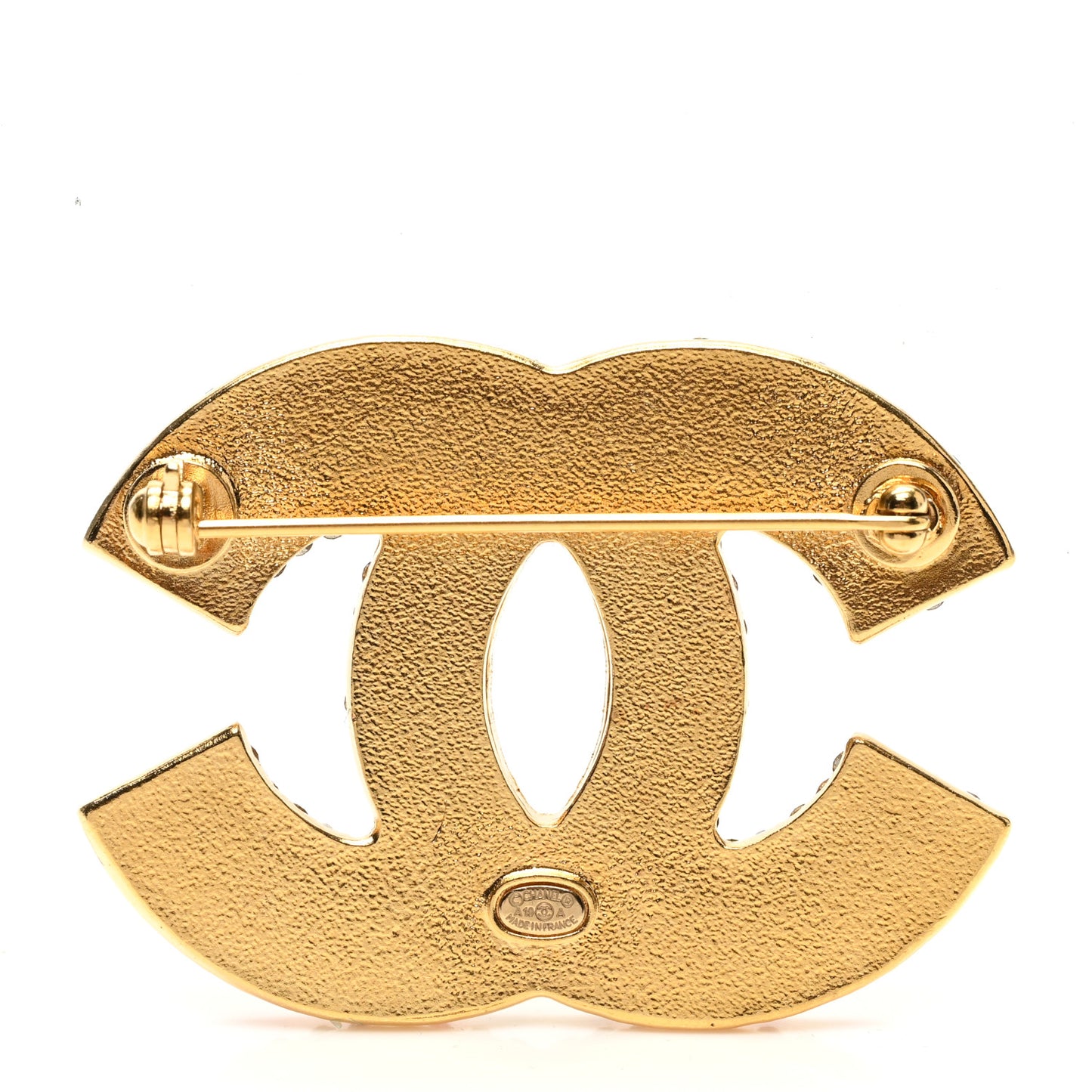 Metal Crystal Scarab CC Brooch Gold Multicolor