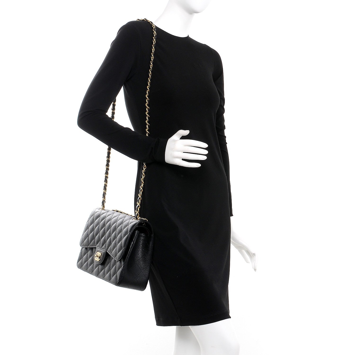 Chanel Caviar Quilted Jumbo Double Flap Black 2 of 9