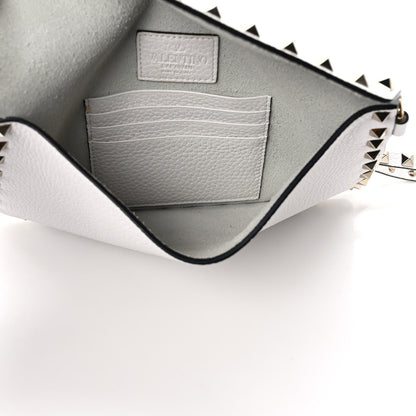 Valentino Garavani Pebbled Calfskin Medium Rockstud Envelope Flat Wristlet Pouch White 5 of 7