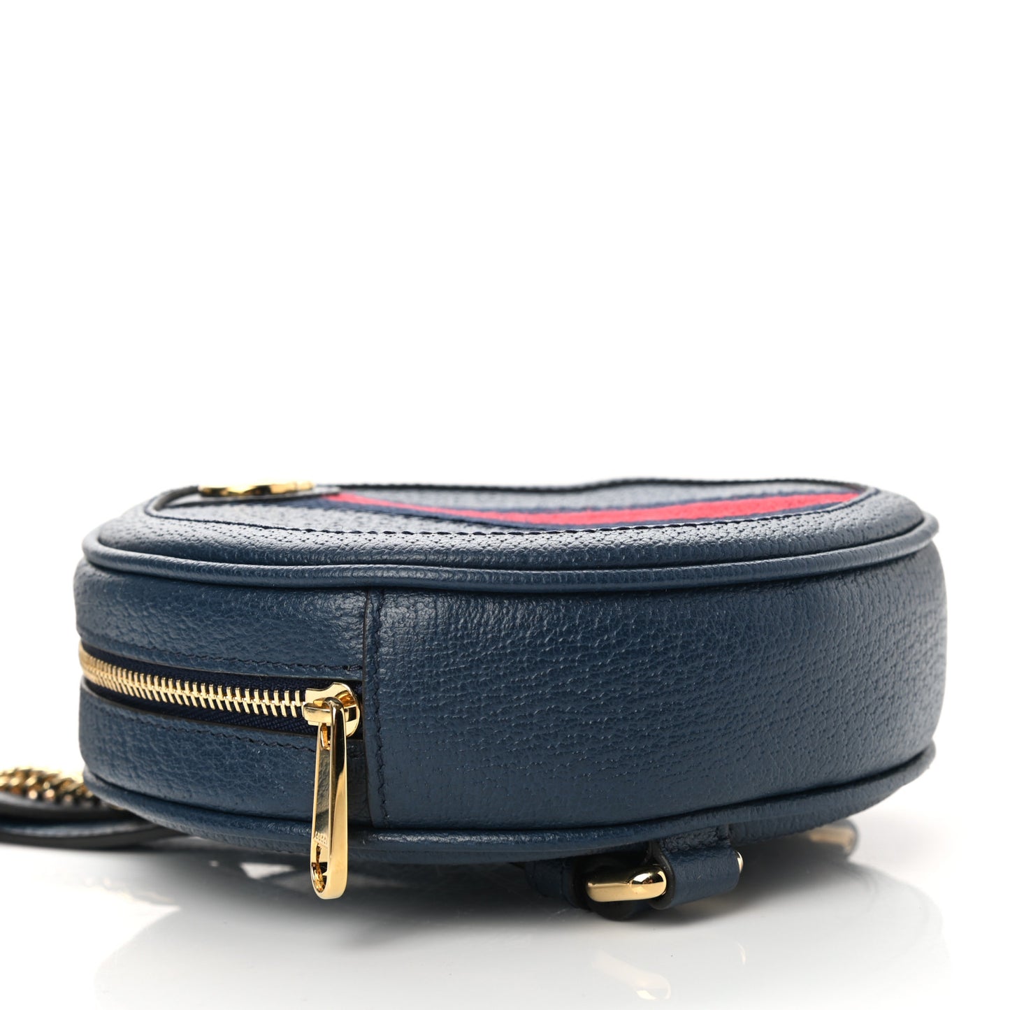 Textured Calfskin Web Mini Ophidia Round Backpack Blue Agata