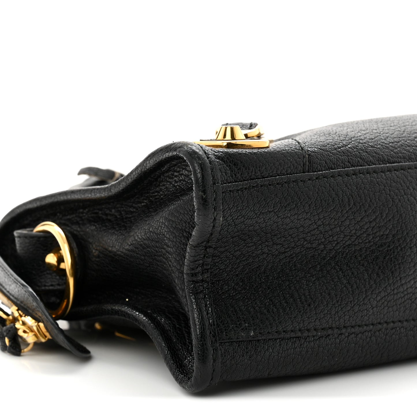 Chevre Gold Metallic Edge Hardware Mini City Black