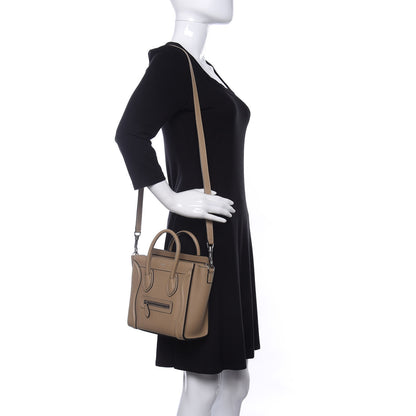 Celine Drummed Calfskin Nano Luggage Dune 2 of 10