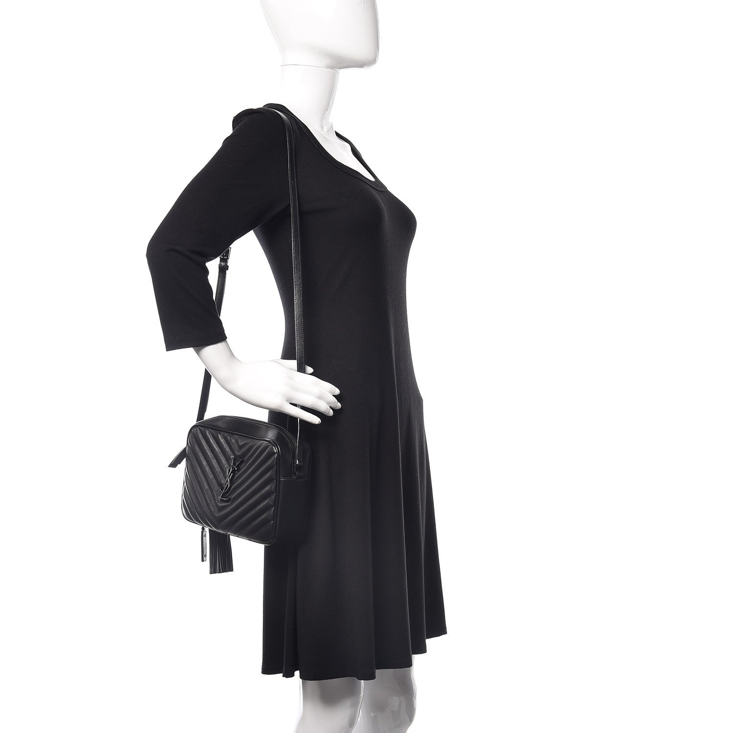 Saint Laurent Calfskin Matelasse Monogram Lou Camera Bag Black 2 of 12