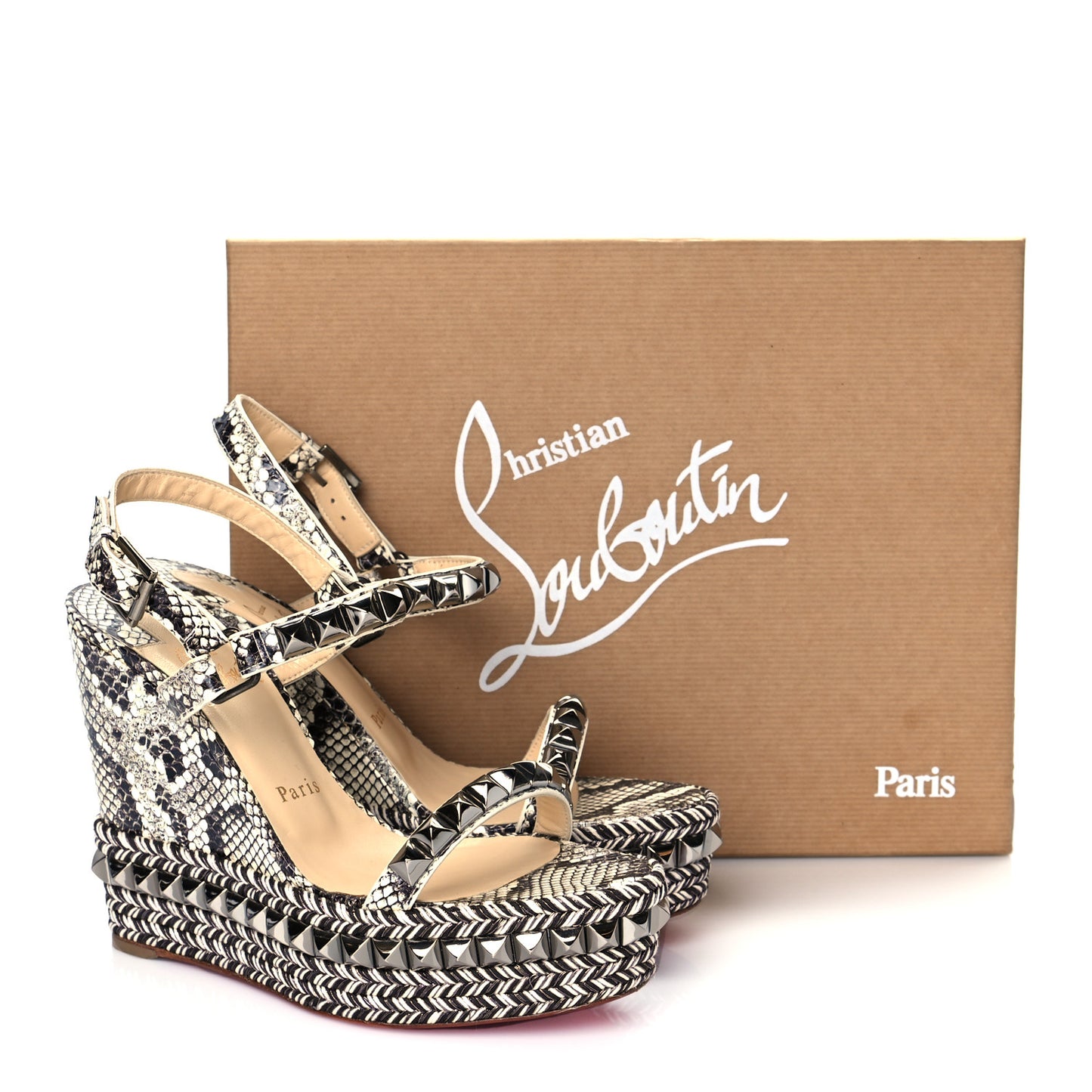Watersnake Print Cataclou 120 Wedge Sandals 38 Roccia Gun Metal