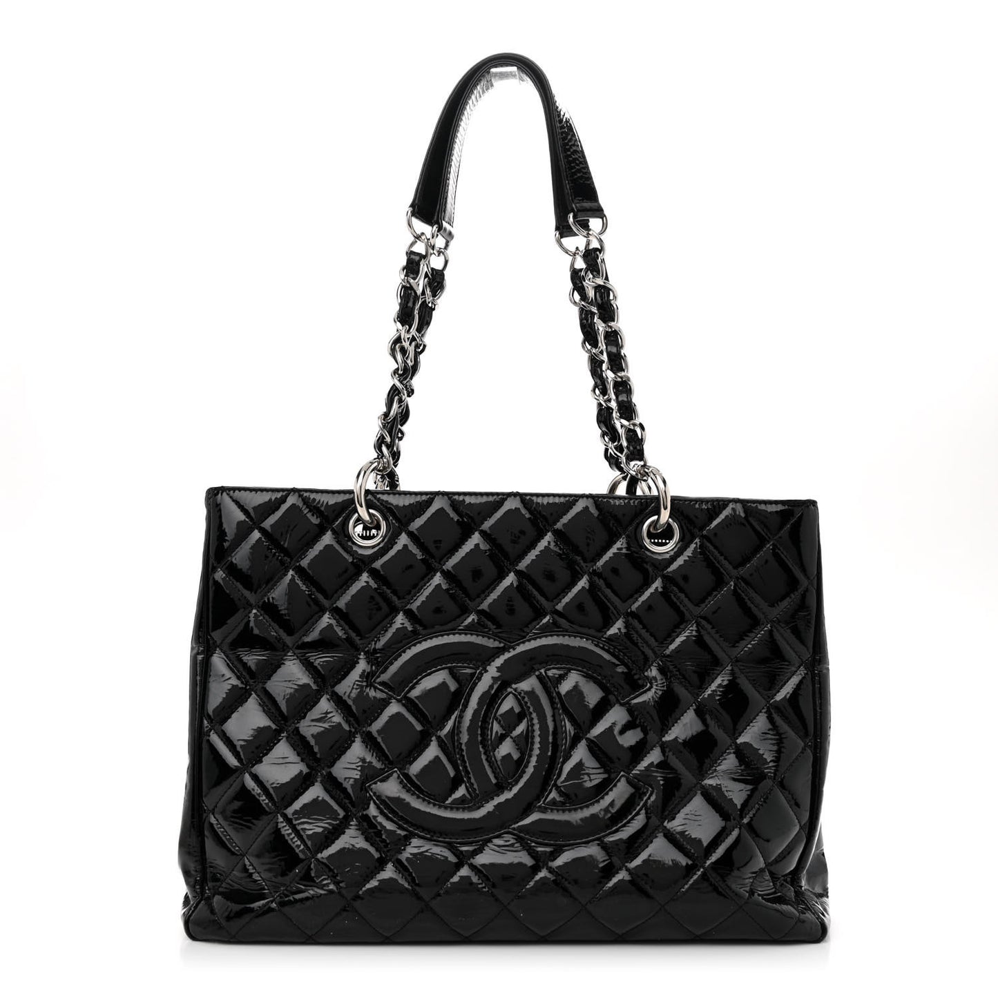 Patent Quilted Grand Shopping Tote GST Black