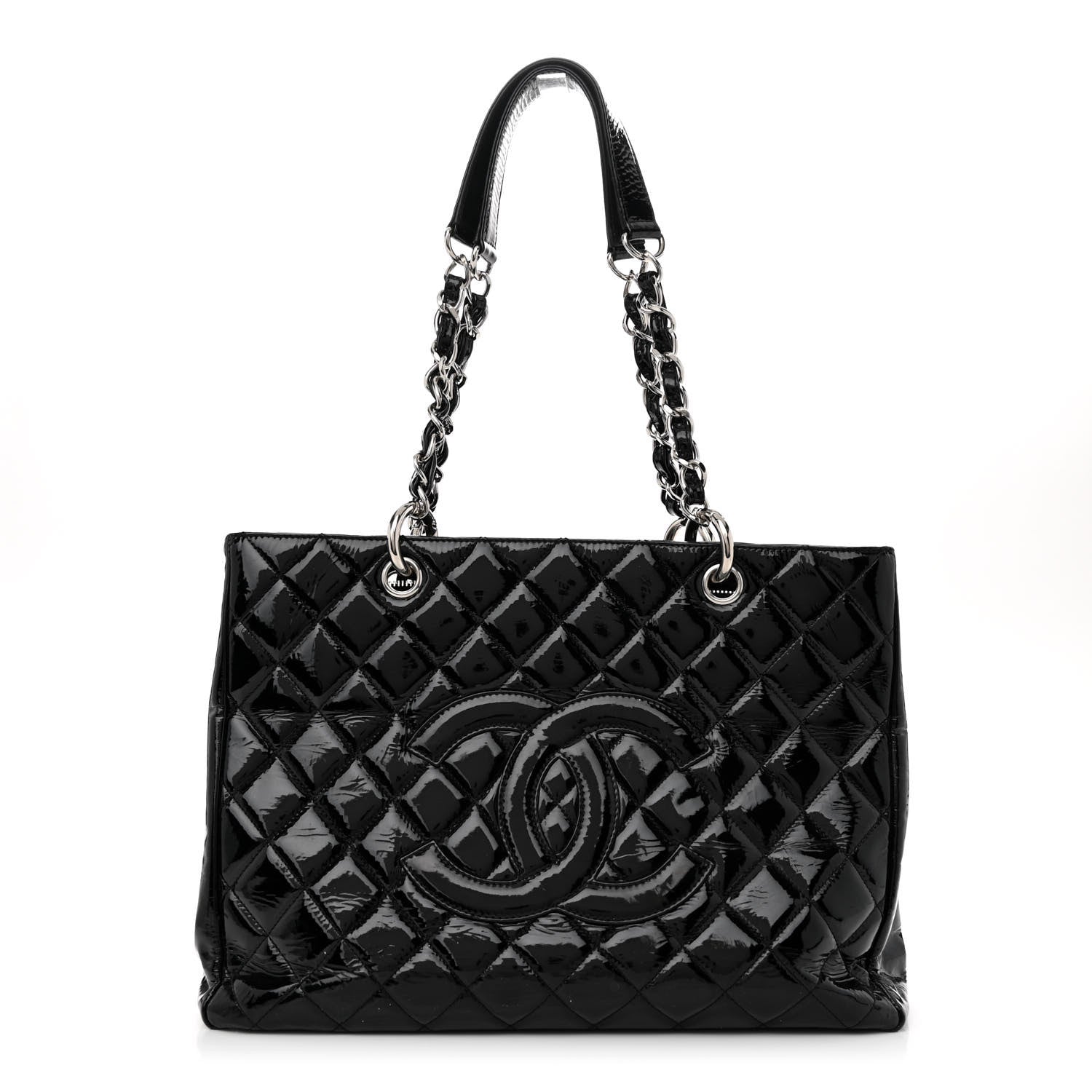 Chanel Patent Quilted Grand Shopping Tote GST Black 1 of 12