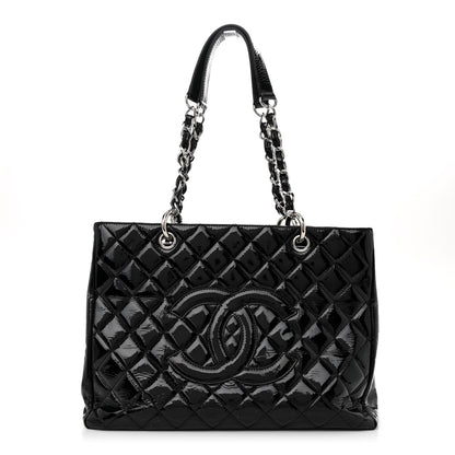 Chanel Patent Quilted Grand Shopping Tote GST Black 1 of 12
