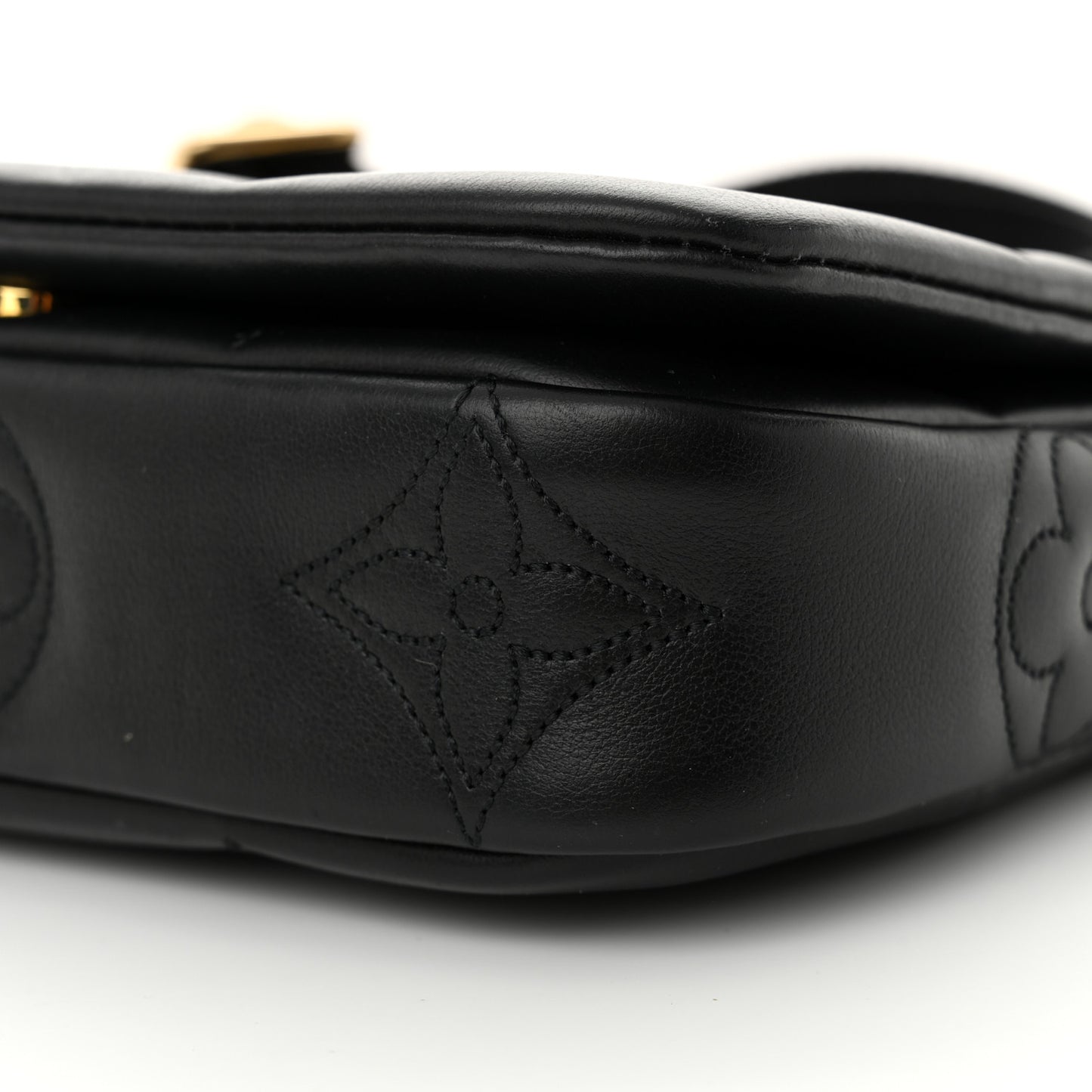 Calfskin Bubblegram Wallet On Strap Black