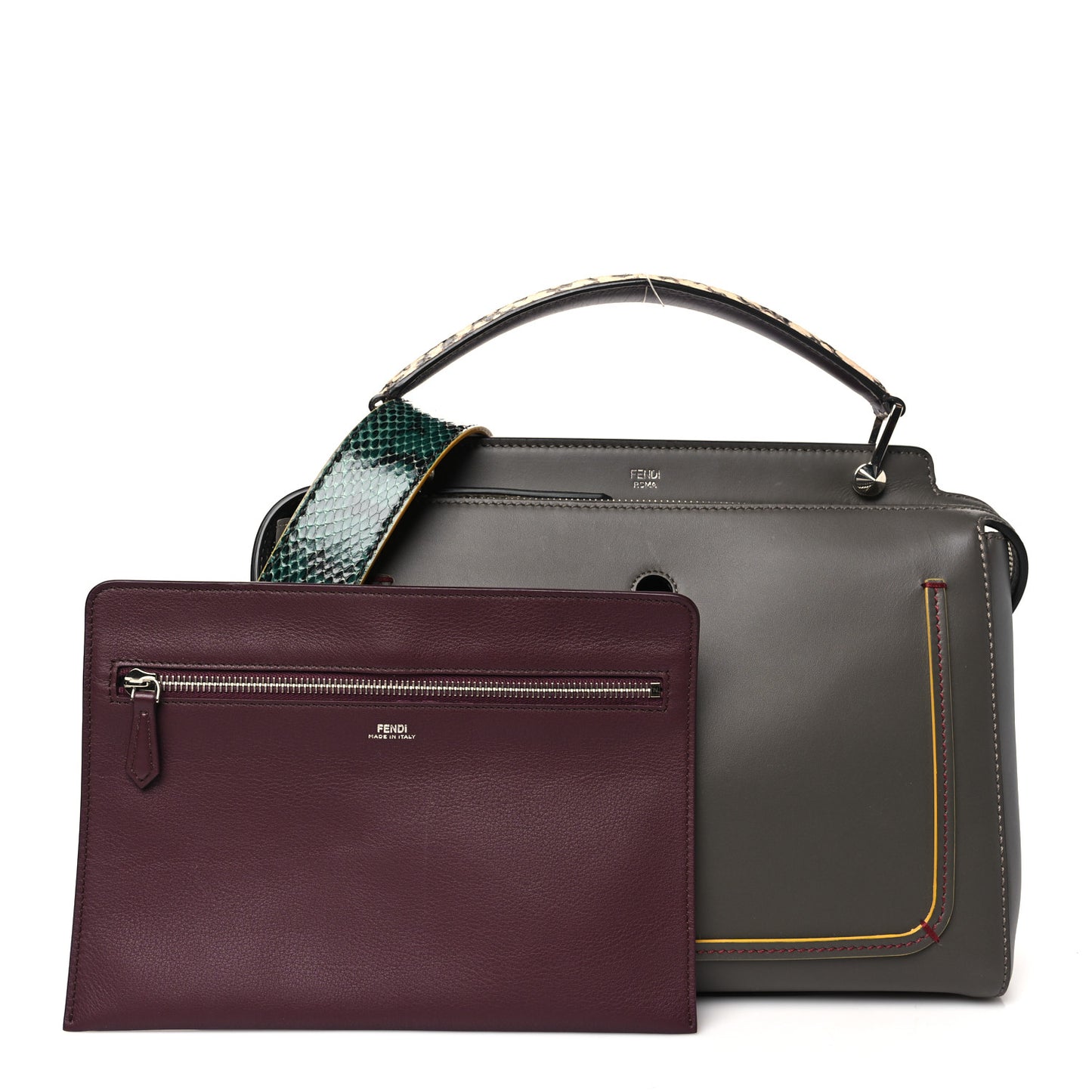 Vitello Baltico Dolce Elaphe DotCom Satchel  Carbone Ramar Multicolor