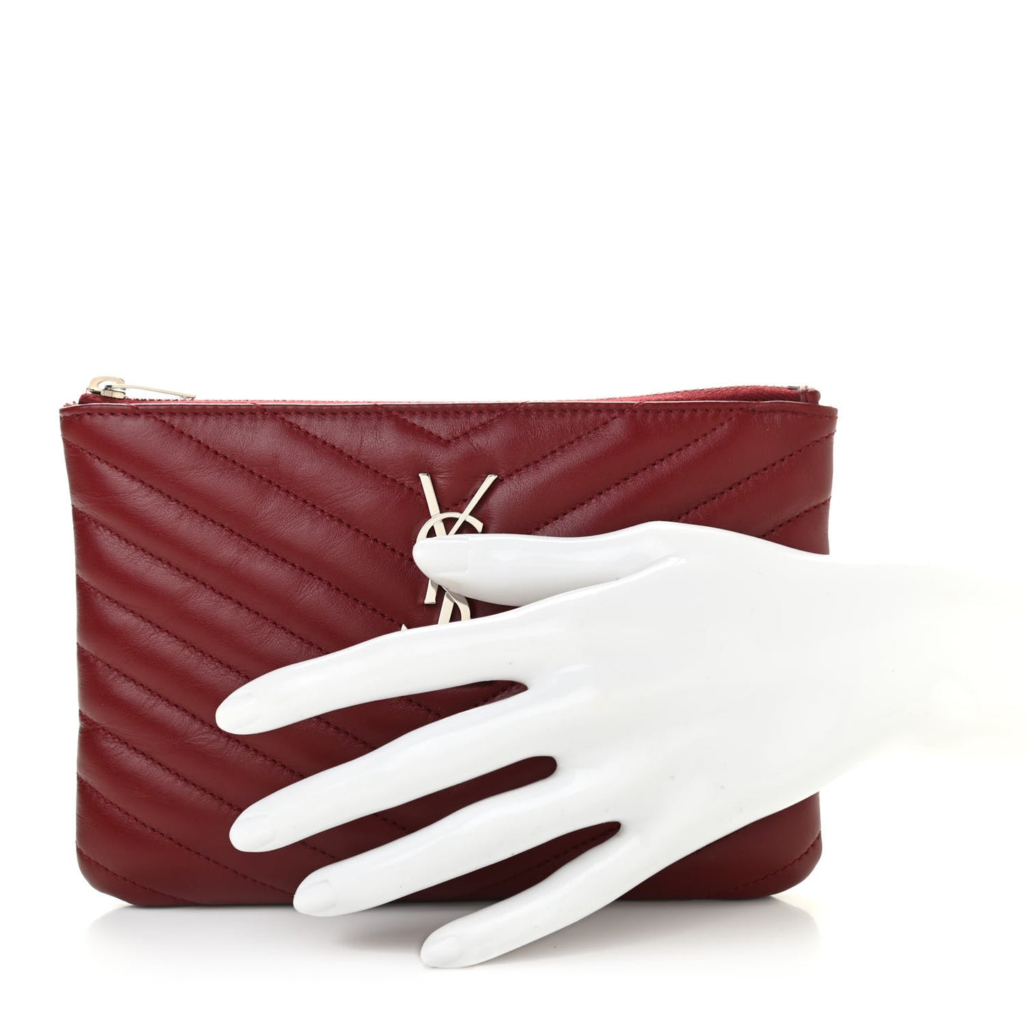Calfskin Matelasse Chevron Monogram Pouch Palissandre