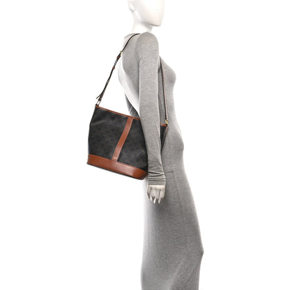 Celine Triomphe Canvas Calfskin Medium Bucket Bag Tan 2 of 10