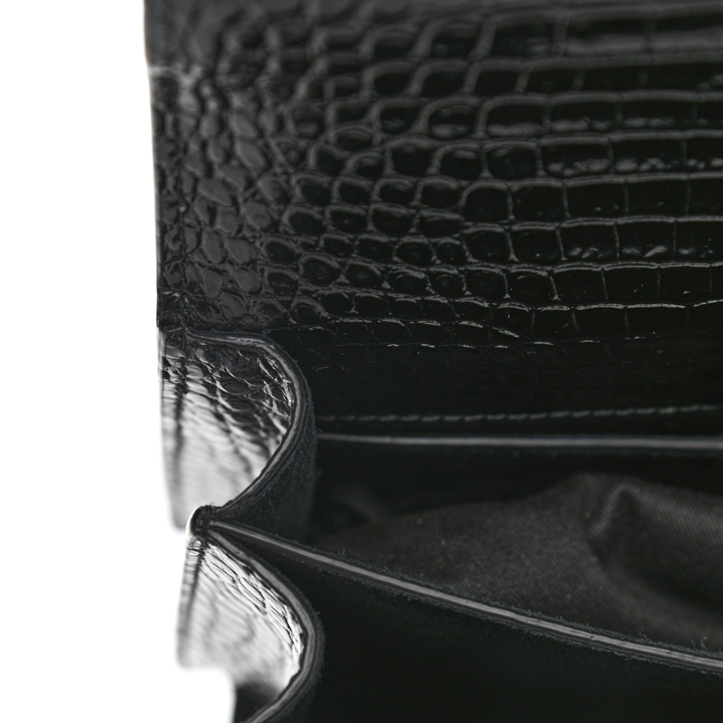 Calfskin Crocodile Embossed Medium Monogram Sunset Black
