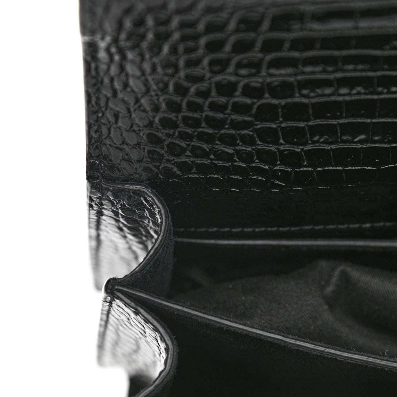 Saint Laurent Calfskin Crocodile Embossed Medium Monogram Sunset Black 10 of 10
