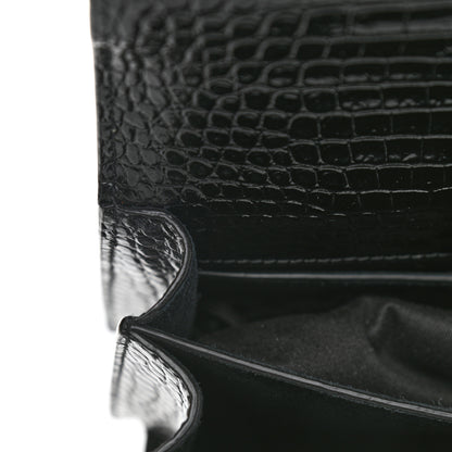 Saint Laurent Calfskin Crocodile Embossed Medium Monogram Sunset Black 10 of 10