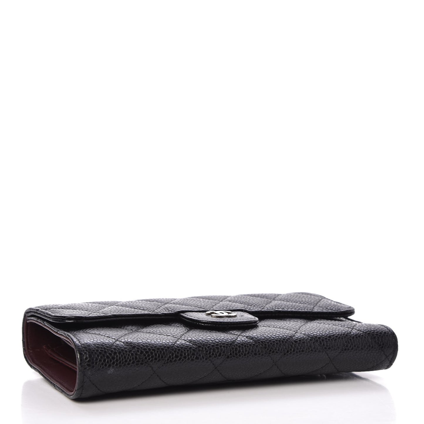 Caviar Quilted Long Flap Wallet Black