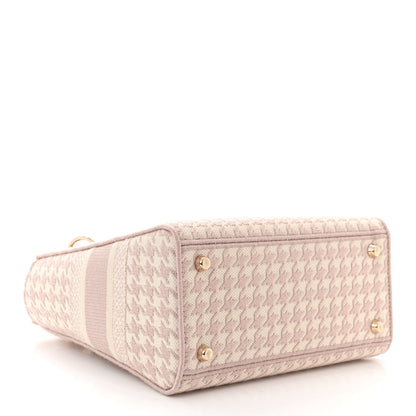 Christian Dior Canvas Houndstooth Embroidered Medium Lady D-Lite Pink 4 of 11