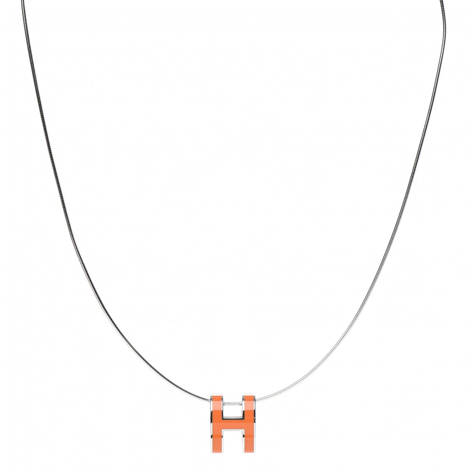 Hermes Lacquered Gold Pop H Pendant Necklace Orange 1 of 6