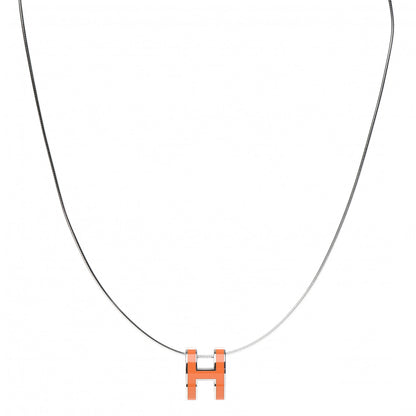 Hermes Lacquered Gold Pop H Pendant Necklace Orange 1 of 6