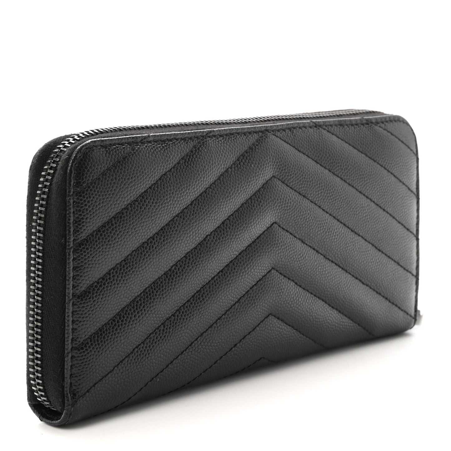 Grain De Poudre Matelasse Chevron Monogram Monochrome Zip Around Wallet Black