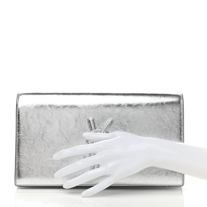 Saint Laurent Metallic Calfskin Monogram Large Belle De Jour Clutch Silver 2 of 8