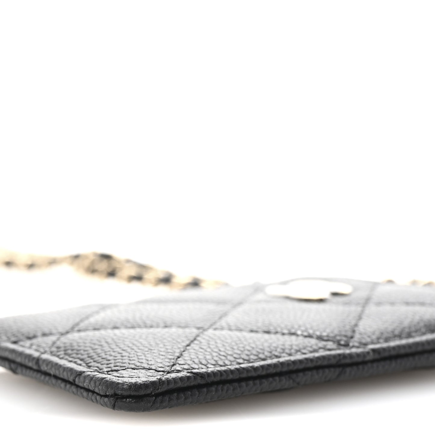 Caviar Quilted Card Holder On Chain Black