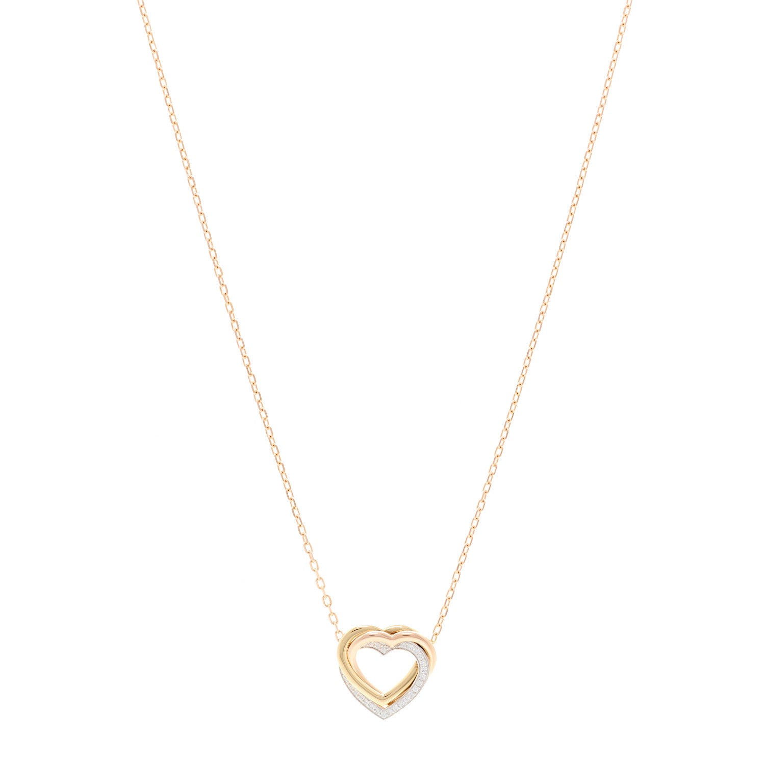 Cartier 18K Pink Yellow White Gold Diamond Trinity Heart Pendant Necklace 1 of 5