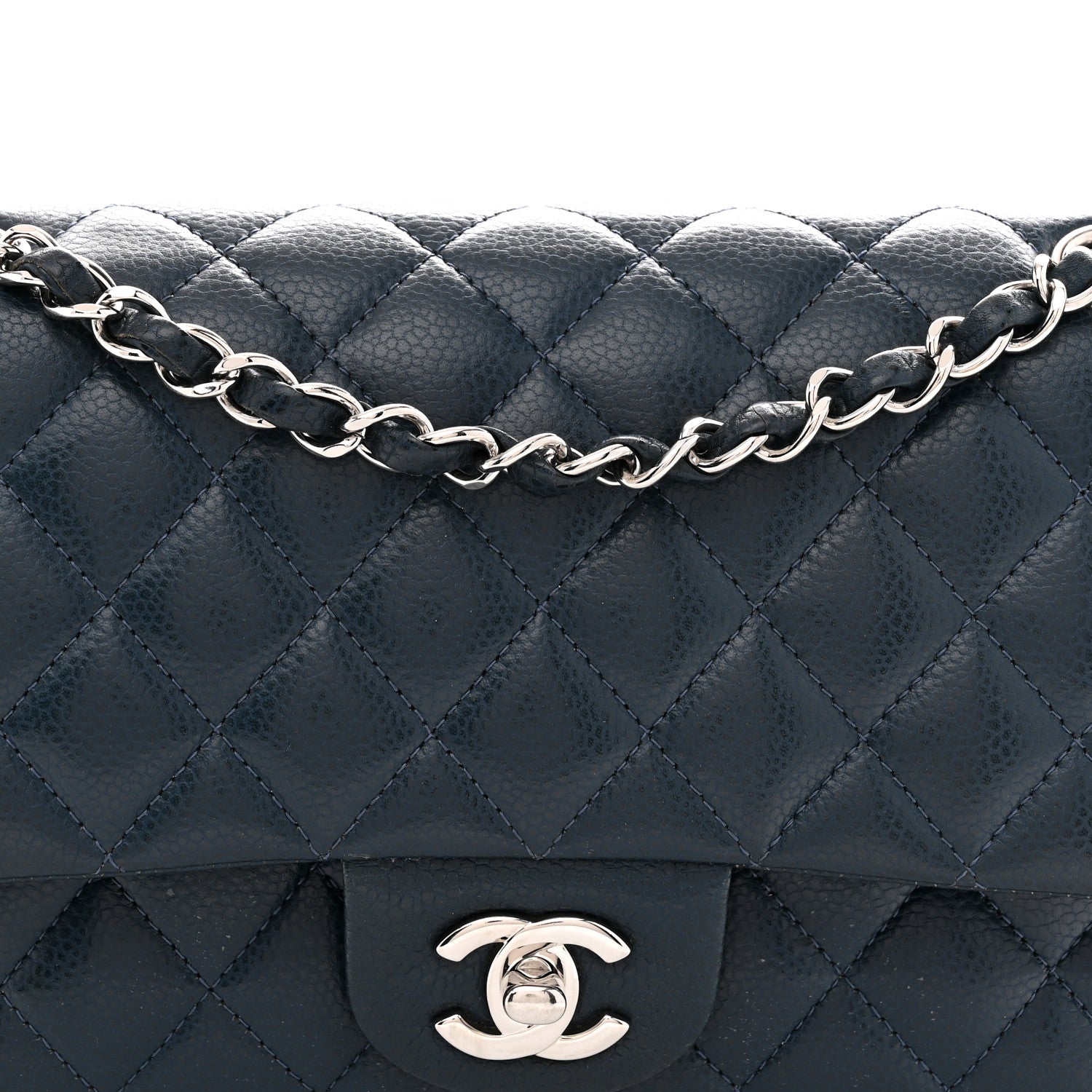 Chanel Caviar Quilted Medium Double Flap Navy 8 of 14