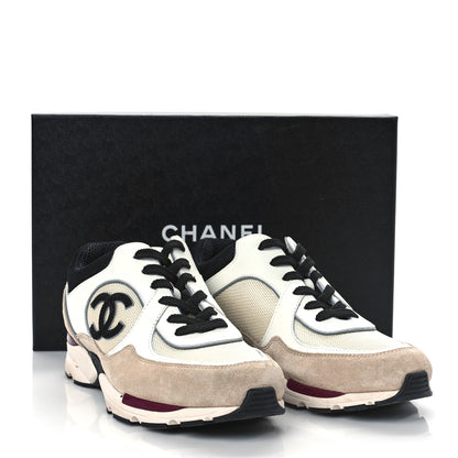 Chanel Mesh Suede Calfskin Womens CC Sneakers 40 White Ivory Dark Beige 8 of 8