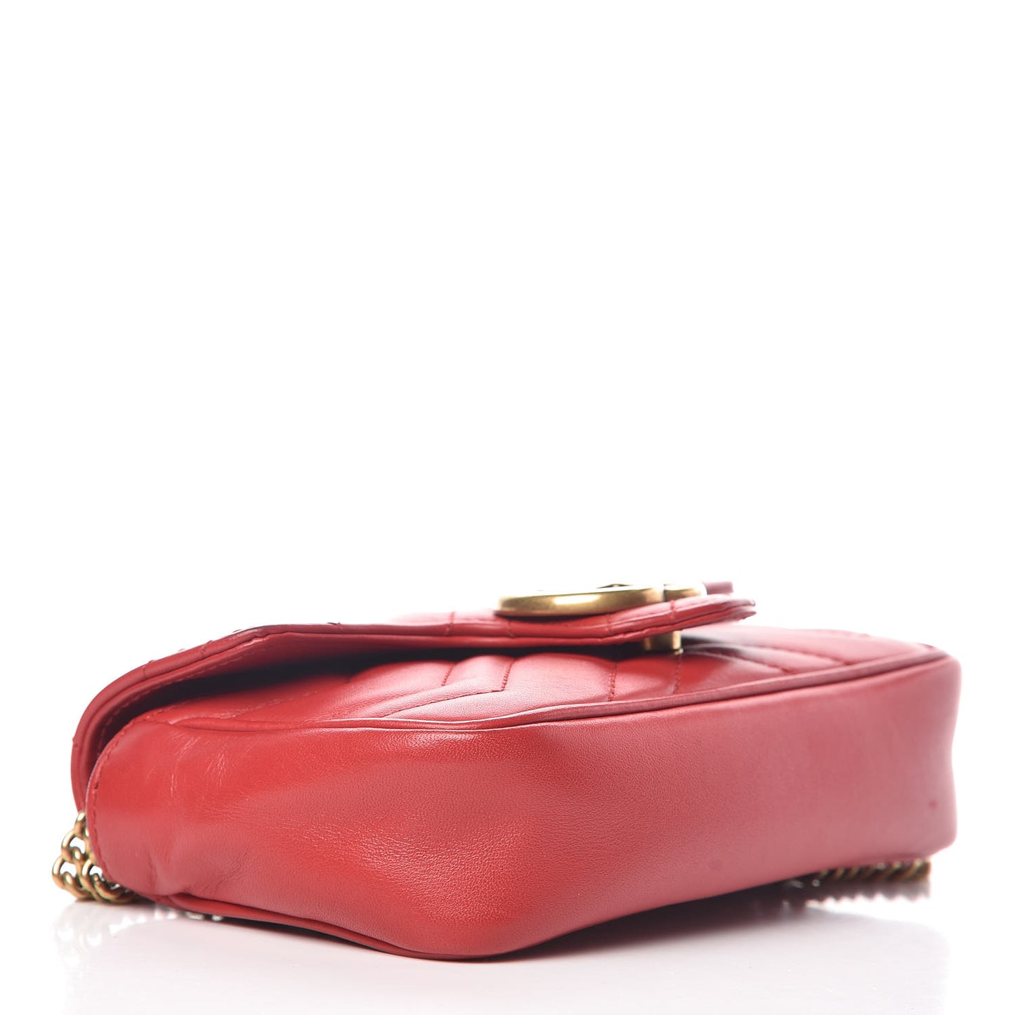 Calfskin Matelasse Super Mini GG Marmont Shoulder Bag Hibiscus Red