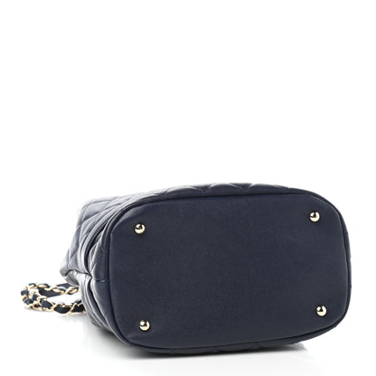 Chanel Caviar Quilted Rolled Up Bucket Drawstring Bag Navy 4 of 9