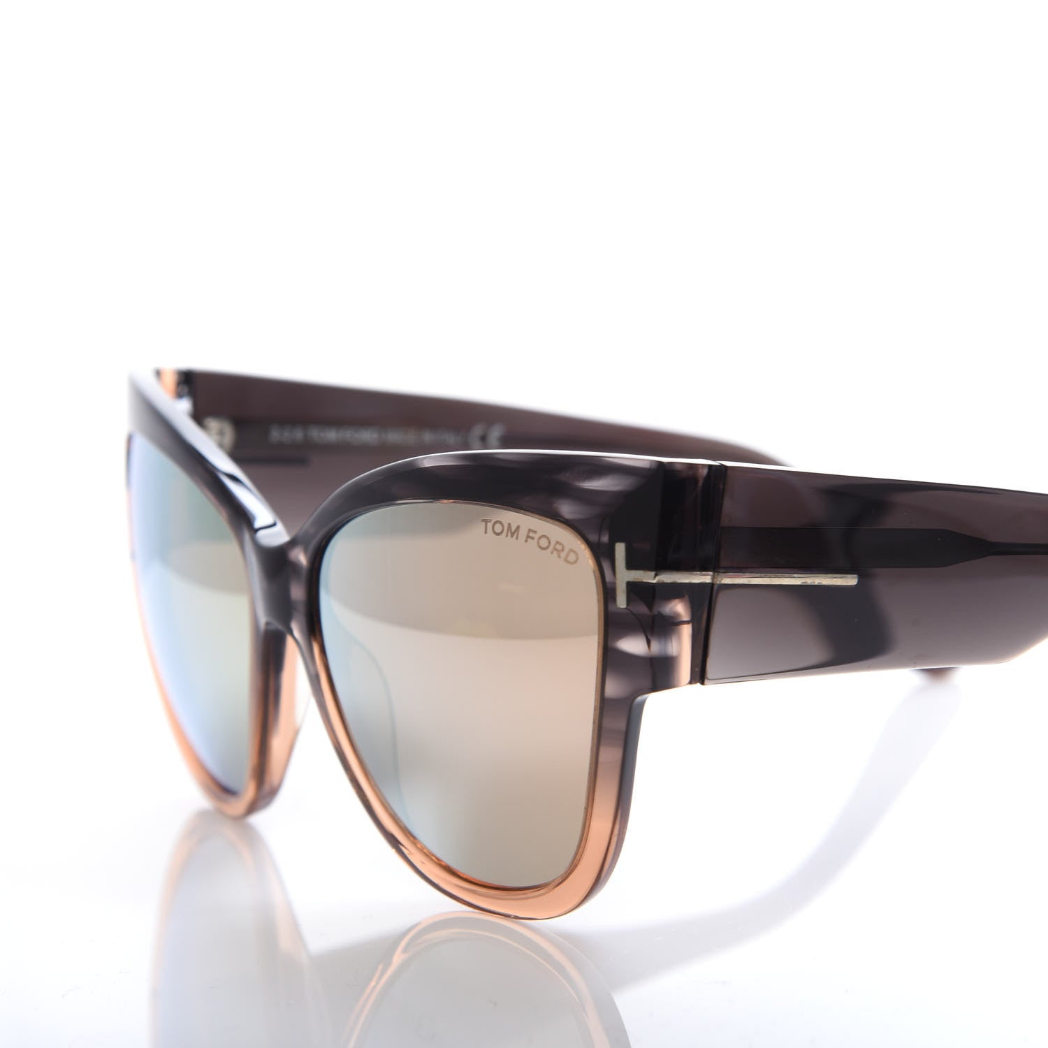 Tom Ford Acetate Anoushka Cat Eye Sunglasses TF371 Melange Grey Peach 7 of 8