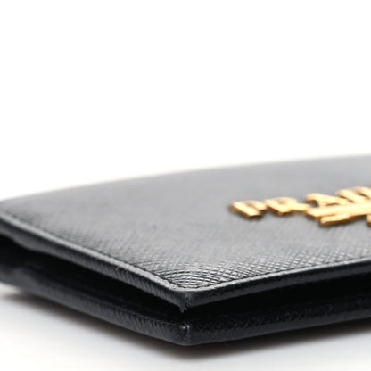 Prada Saffiano Metal Card Holder Wristlet Black 8 of 9