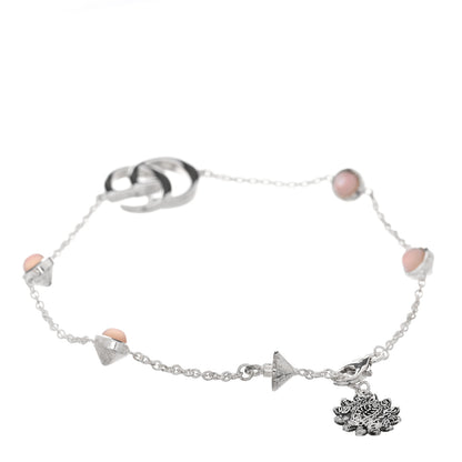 Gucci Sterling Silver Pink Mother of Pearl Double G Flower Bracelet 2 of 5