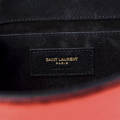 Saint Laurent Metallic Calfskin Small Classic Monogram Kate Satchel Red 6 of 9