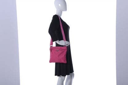 Prada Nylon Vela Flat Messenger Bag Fuxia 2 of 18