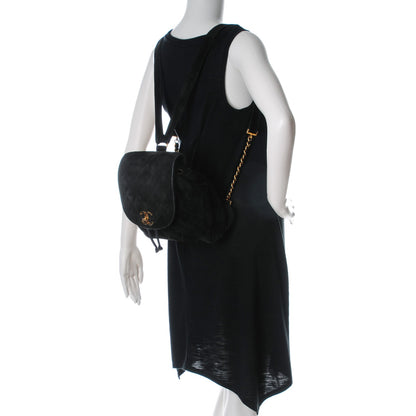 Chanel Suede Quilted Drawstring Backpack Black 2 of 11