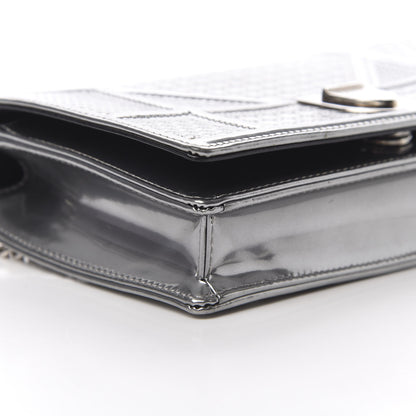 Christian Dior Metallic Patent Micro-Cannage Diorama Wallet on Chain Pouch Silver 10 of 15