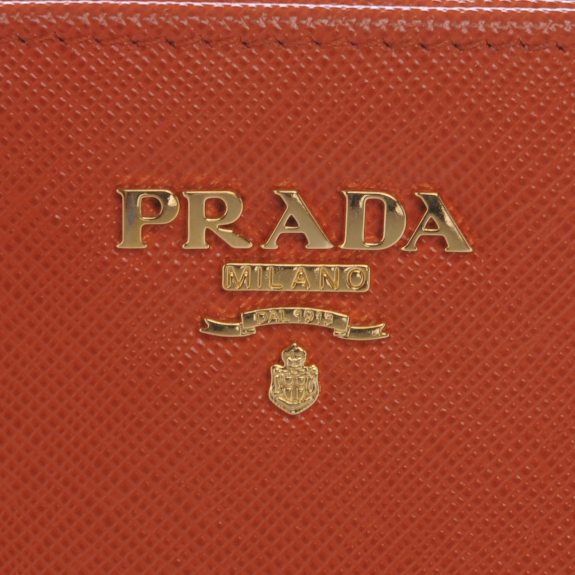 Prada Saffiano Zip Around Organizer Wallet Papaya 3 of 7