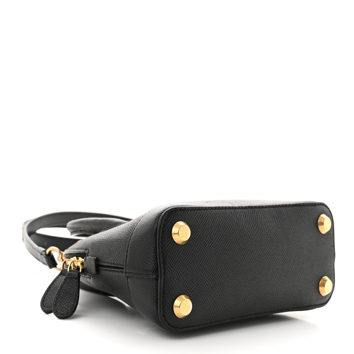Signature Grained Calfskin XXS Ville Top Handle Bag Black White