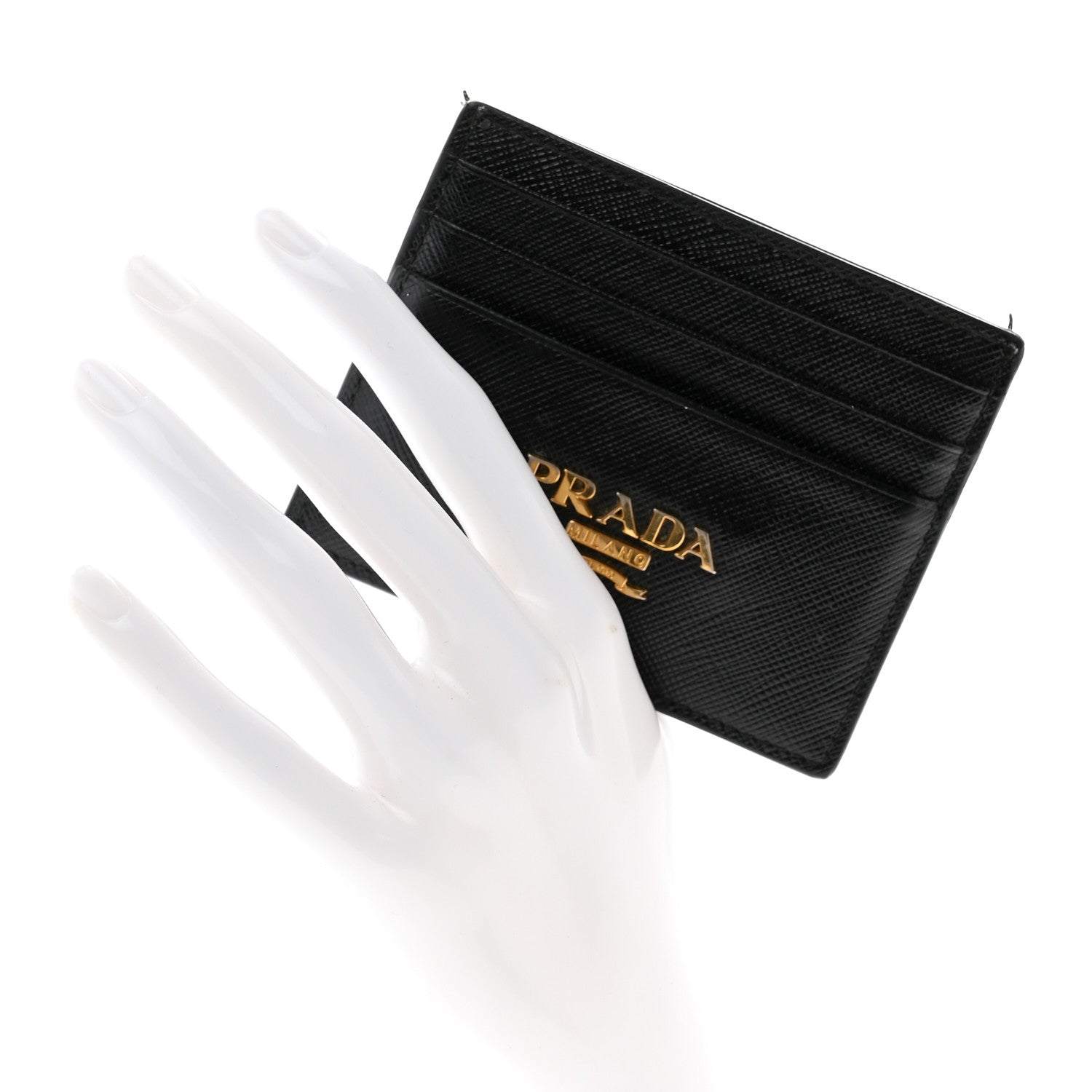 Prada Saffiano Metal Card Holder Black 2 of 9