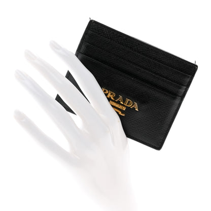Prada Saffiano Metal Card Holder Black 2 of 9